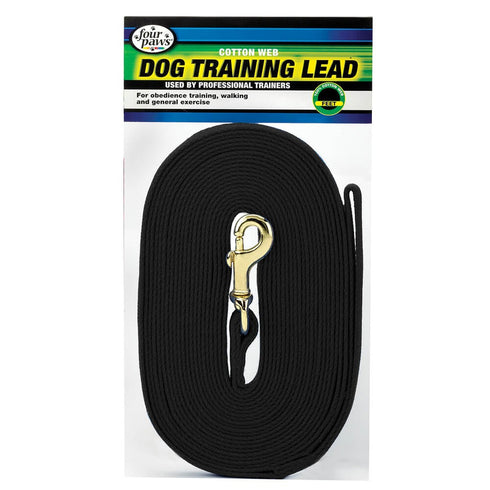 Four Paws Cotton Web Dog Training Lead 10' Black - Poudre Pet & Feed Supply